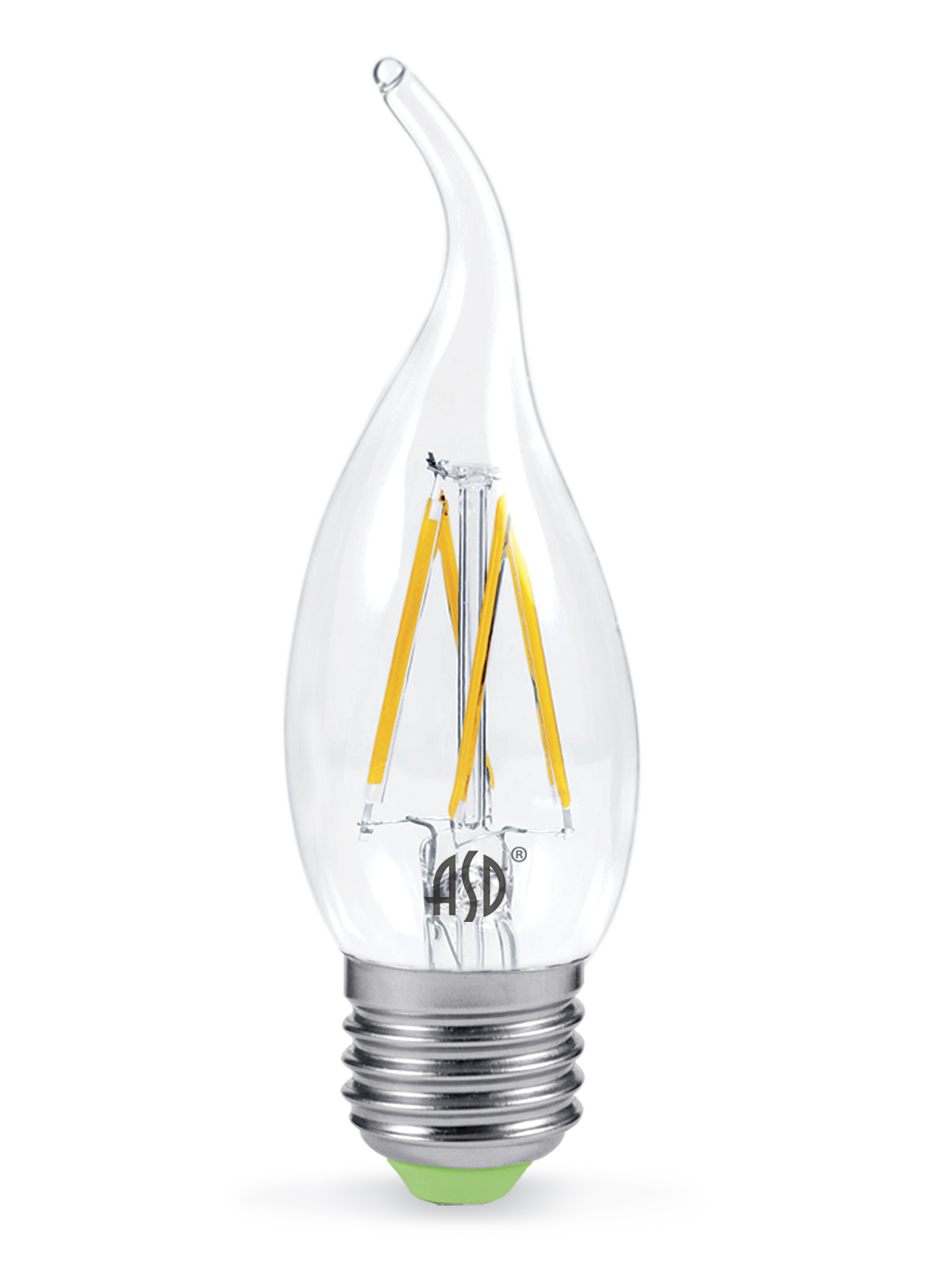 Лампа сд LED-СВЕЧА НА ВЕТРУ-PRM 5Вт 230В Е27 4000К 450Лм прозрачная ASD